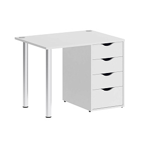 Стол письменный с тумбой 4 ящика (опоры хром) 980х720х750 - ЭйБиСи-проджект Стол письменный с тумбой 4 ящика (опоры хром) 980х720х750