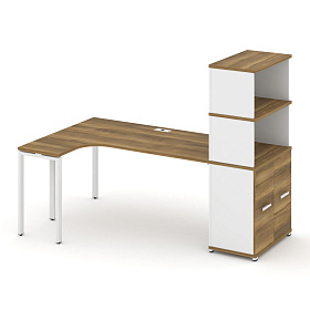 Стол эргономичный с опорным распашным шкафом с надставкой высокой левый 2000х1180х1530