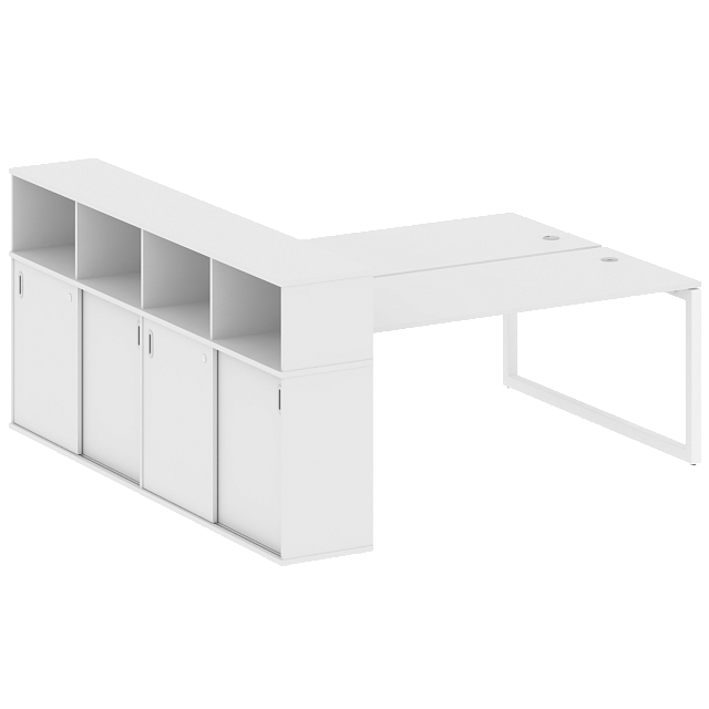 Рабочая станция на О-образном м/к с опорным шкафом-купе