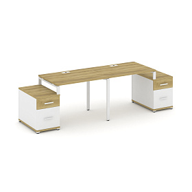 Рабочая станция на 2 места с двумя опорными тумбами тип №1 1960/2692х720х750 - ЭйБиСи-проджект Рабочая станция на 2 места с двумя опорными тумбами тип №1 1960/2692х720х750