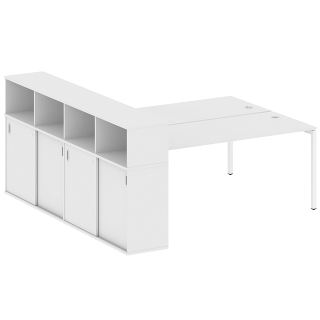 Рабочая станция на П-образном м/к с опорным шкафом-купе