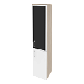 Шкаф высокий узкий правый (1 низкий фасад ЛДСП + 1 средний фасад стекло лакобель в раме) 400x420x1977