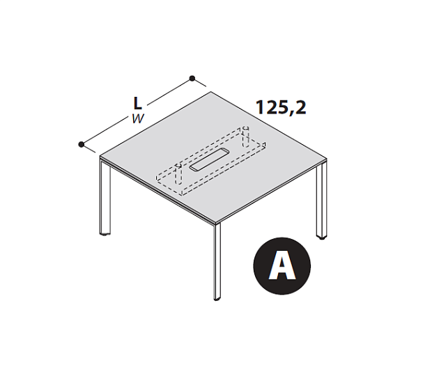 Стол для переговоров с доступом сверху и  кабель-каналом 1600x1252x729