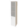 Шкаф высокий узкий правый (1 низкий фасад ЛДСП + 1 средний фасад стекло в раме) 400x420x1977