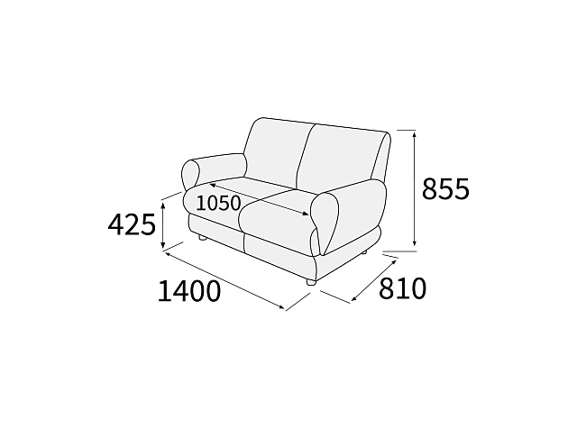 Диван 2-х местный 1440х810х850