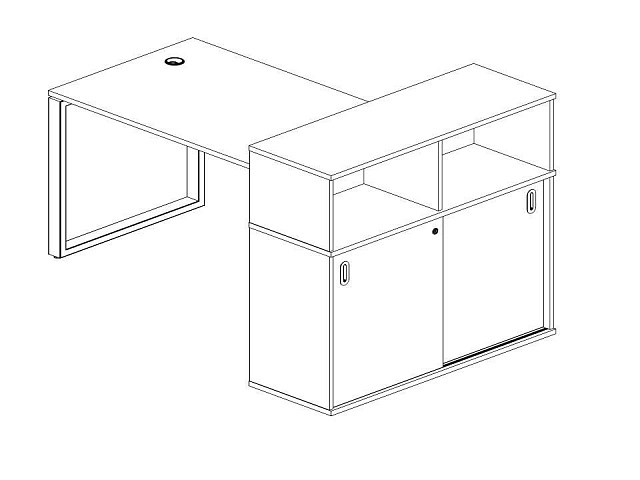 Стол письменный на О-образном м/к с опорным шкафом-купе 2210*1120*1098