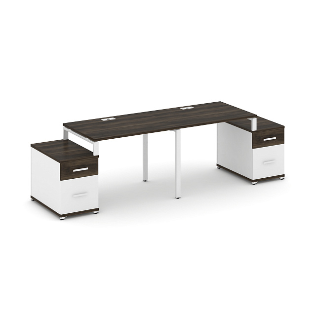 Рабочая станция на 2 места с двумя опорными тумбами тип №1 1960/2692х720х750