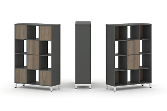 Набор стеллажа одностороннего, 4 яруса (Вставка с распашным фасадом-2шт, Вставка задняя стенка - 4шт) SN.NS-431 1121*400*1615