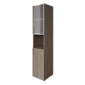 Шкаф высокий узкий комбинированный со стеклом в алюминиевой раме 400х450х1987