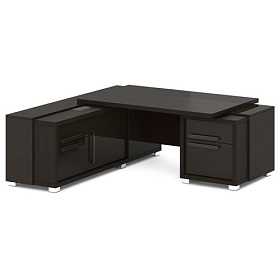 Стол с тумбой и греденцией (с блоком розеток) правый 2070х2016х750  (1600х1000 - столешница)