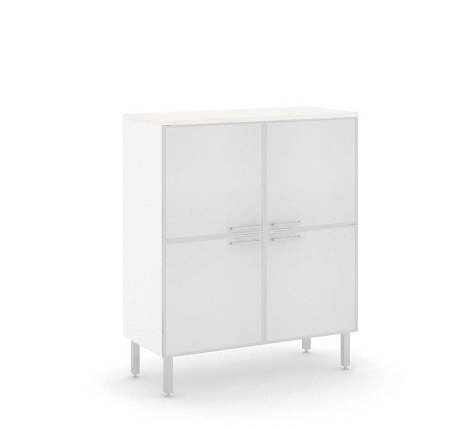 Шкаф белый с 4 стеклянными дверьми 1000x440x1170