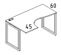 Стол эргономичный левый Классика на мет. каркасе QUATTRO 1200x900x750
