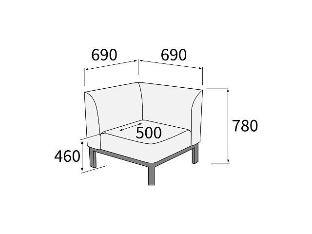 Модуль угловой 690х690х780