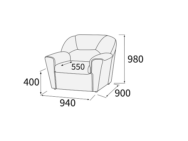 Кресло 940х900х980