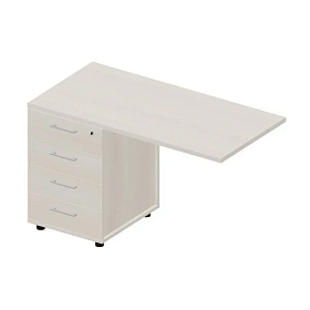 Тумба приставная (4 ящика, ручки - алюминий), 1180х600х750