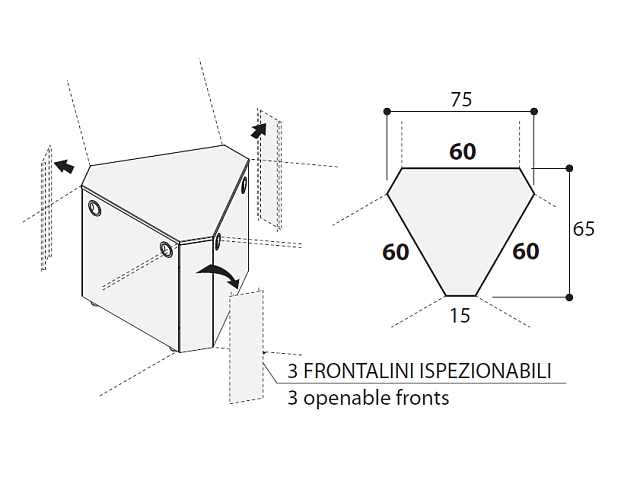 Тумба для трехстороннего соединения 750x650x615