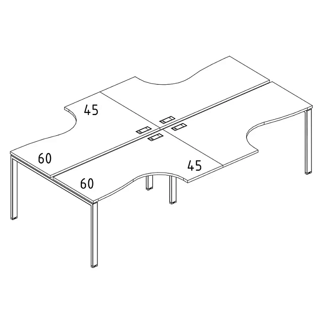 Рабочая станция со столами Классика на мет. каркасе UNO 2800x1840x750