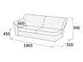 Модуль 3-х мест. с левым подл-ком 1860х920х940