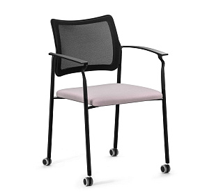 Кресло PINKO_MESH_BLACK на колёсах с подлокотниками 440/590x450/480x790