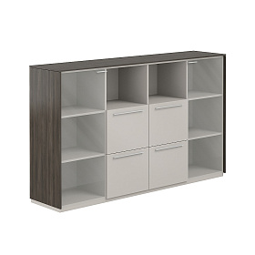 Шкаф средний с прозр. стеклом, фасады грей стоун 2024х450х1200