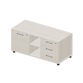 Тумба мобильная сервисная правая (3 секции, стандартные колёсные опоры, ручки - хром), 1200х530х570