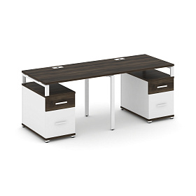 Рабочая станция на 2 места с двумя опорными тумбами тип №1 1960/2692х720х750 - ЭйБиСи-проджект Рабочая станция на 2 места с двумя опорными тумбами тип №1 1960/2692х720х750