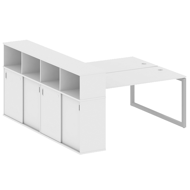 Рабочая станция на О-образном м/к с опорным шкафом-купе