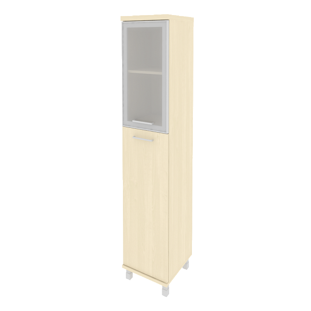 Шкаф высокий узкий правый закрытый со стеклом в раме 401x432x2060