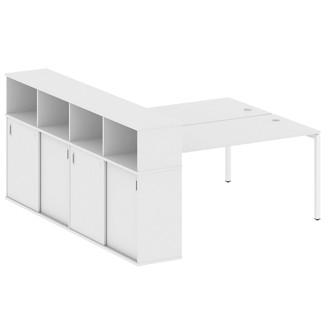 Рабочая станция на П-образном м/к с опорным шкафом-купе