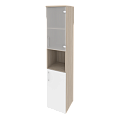 Шкаф высокий узкий правый (1 низкий фасад ЛДСП + 1 низкий фасад стекло) 400x420x1977