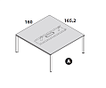 Стол для переговоров с доступом сверху и  кабель-каналом 1600x1652x729