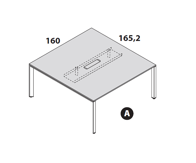 Стол для переговоров с доступом сверху и  кабель-каналом 1600x1652x729
