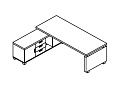 Стол руководителя 2200 с приставной тумбой (универсальная) 2200x1750x750