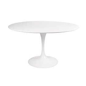 Стол Eero Saarinen Style Tulip Table MDF белый D120 глянцевый