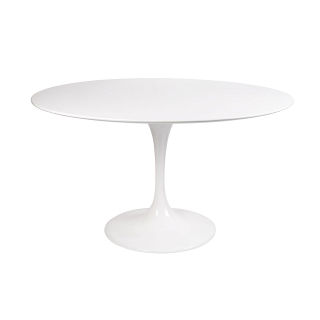 Стол Eero Saarinen Style Tulip Table MDF белый D120 глянцевый