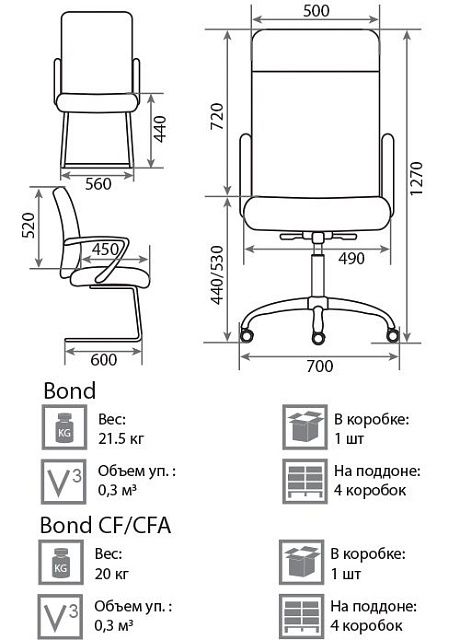 Кресло руководителя Bond Steel Chrome