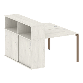 Рабочая станция на П-образном м/к с опорным шкафом-купе 1410*1475*1098