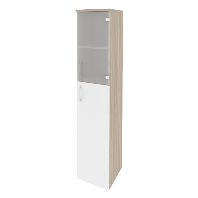 Шкаф высокий узкий правый (1 средний фасад ЛДСП + 1 низкий фасад стекло)	400x420x1977