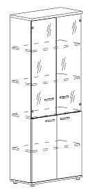 Шкаф для документов со стеклянными прозрачными дверьми 780x364x1930