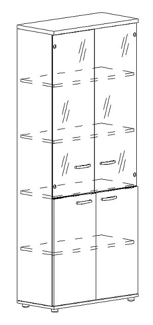 Шкаф для документов со стеклянными прозрачными дверьми 780x364x1930