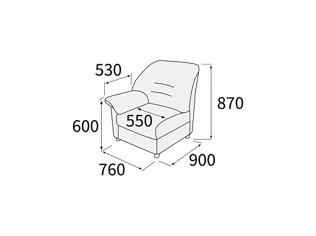 Модуль 1-но мест. с левым подл-ком 750х900х920