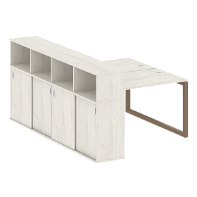 Рабочая станция на О-образном м/к с опорным шкафом-купе 1610*2332*1098