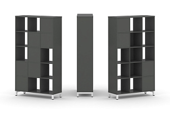 Набор стеллажа одностороннего, 5 ярусов (Вставка с распашным фасадом-2шт, Вставка один ящик - 2шт, Вставка задняя стенка - 3шт) SN.NS-531 1121*400*1982