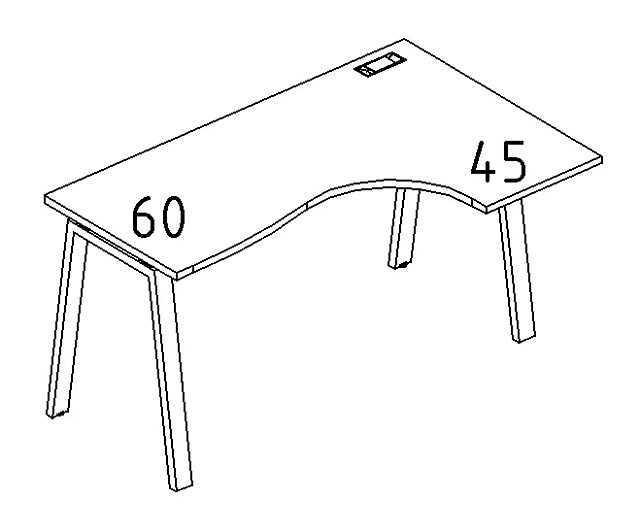 Стол эргономичный правый Классика на мет. каркасе TRE 1400x900x750