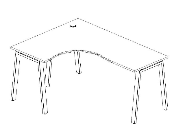 Стол криволинейный левый на А-образном м/к 1600*1200*750