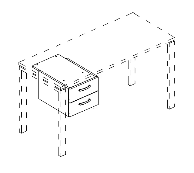 Тумба подвесная 2 ящика (для стола 60см)  353x448x302
