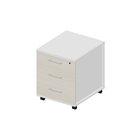 Тумба мобильная (3 ящика, стандартные колёсные опоры, ручки - алюминий), 460х530х570