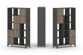 Набор стеллажа одностороннего, 5 ярусов (Вставка с распашным фасадом-2шт, Вставка один ящик - 2шт, Вставка задняя стенка - 3шт) SN.NS-531 1121*400*1982