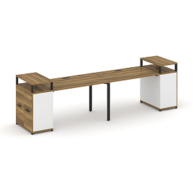 Рабочая станция с опорными распашными шкафами с верхними горизонтами 3200х720х917