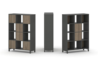 Набор стеллажа одностороннего, 4 яруса (Вставка с распашным фасадом-2шт, Вставка задняя стенка - 4шт) SN.NS-431 1121*400*1615